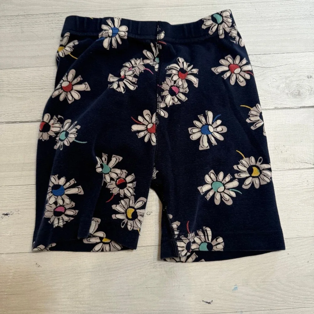 Hanna Andersson girls short John pajamas‎ navy blue flowers 130/8